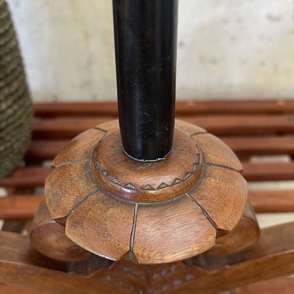 Vintage European Hand Carved Wooden Candelabra - Picture 6 of 10